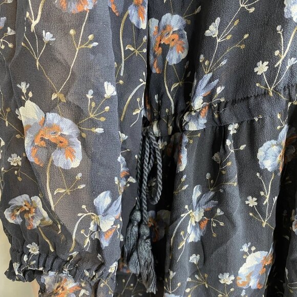 NEW ULLA JOHNSON Women's Abri Tiered Silk Mini Dress Navy Floral Size 2 - Picture 11 of 15